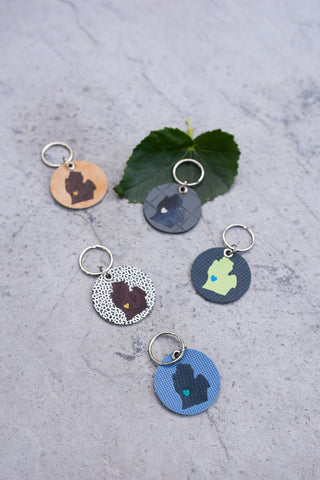 Michigan Leather Keychain