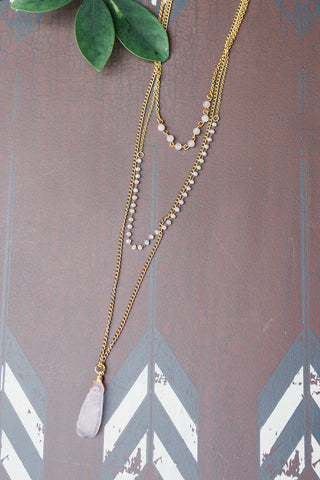 Layered Amethyst Drop Necklace for Women - Jewelry - WAR Chest Boutique