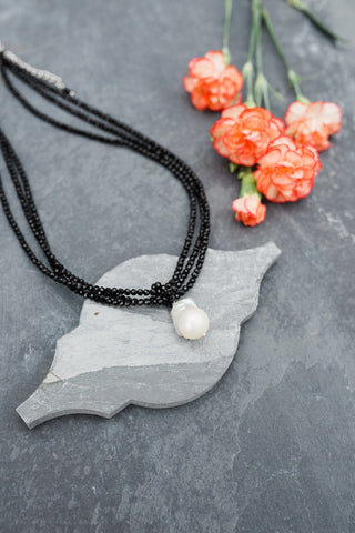 Black Crystal Baroque Pearl Necklace