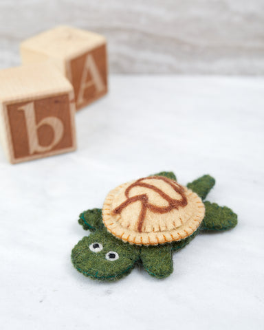 Green Turtle Finger Puppet for Children - WAR Chest Boutique