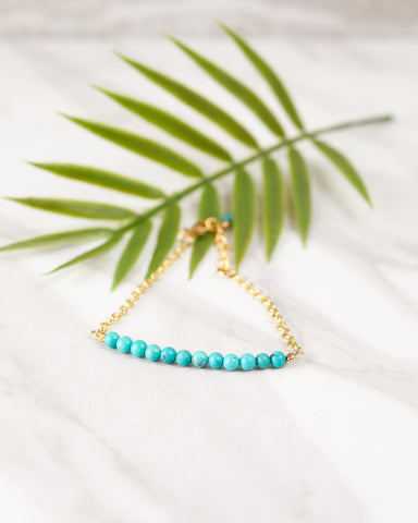 Turquoise and Gold Station Bracelet for Women - Jewelry - WAR Chest Boutique