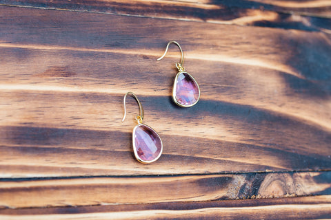 Pink Faceted Drop Earring