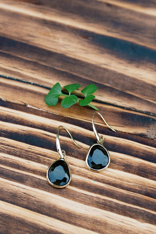 Black Faceted Drop Earring