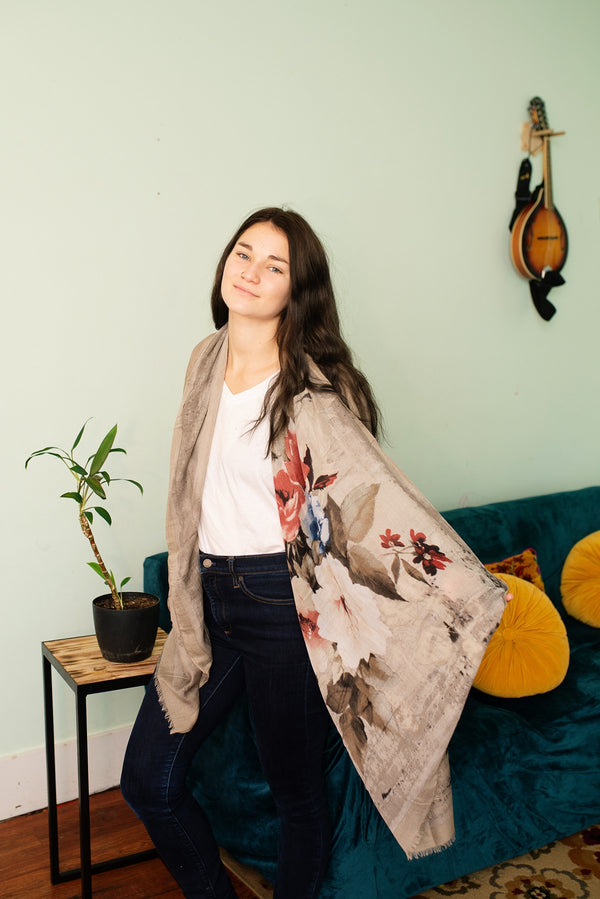 Large Red Rose Scarf
