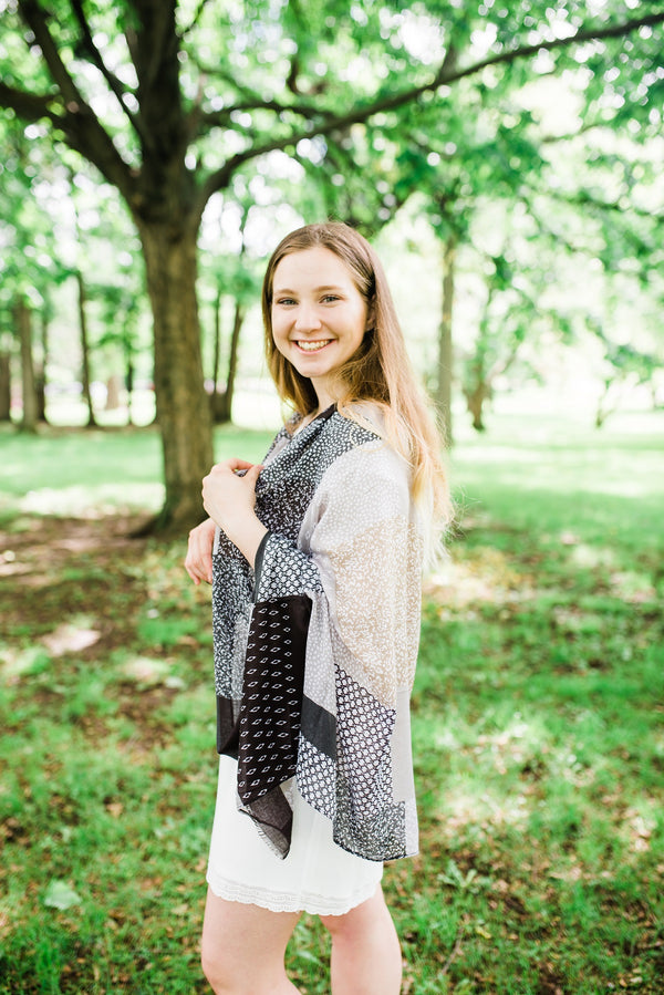 Tan and Black Block Scarf for Women - Accessories - WAR Chest Boutique