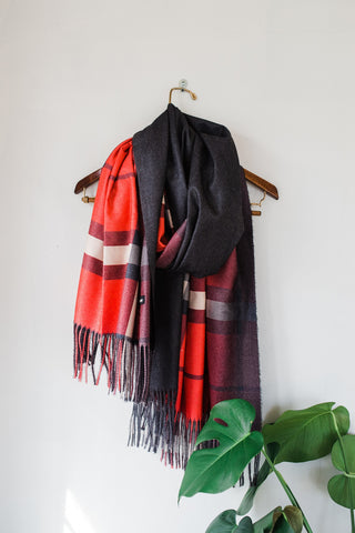 Red and Tan Cashmere Scarf
