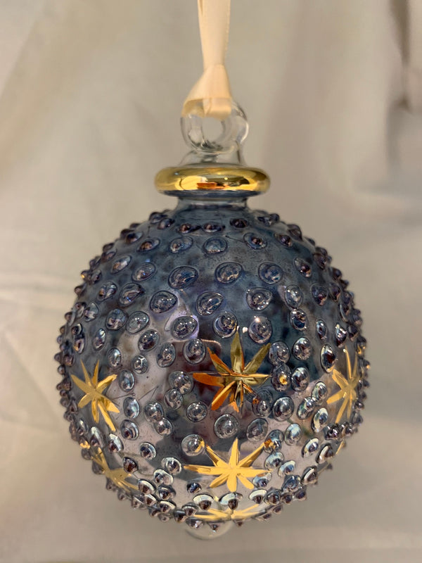Blue Raised Dot Ball Ornament
