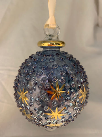Blue Raised Dot Ball Ornament