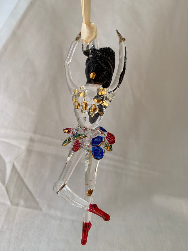 Ballerina Red Shoe Glass Ornament