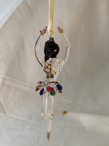 Ballerina Gold Shoe Glass Ornament