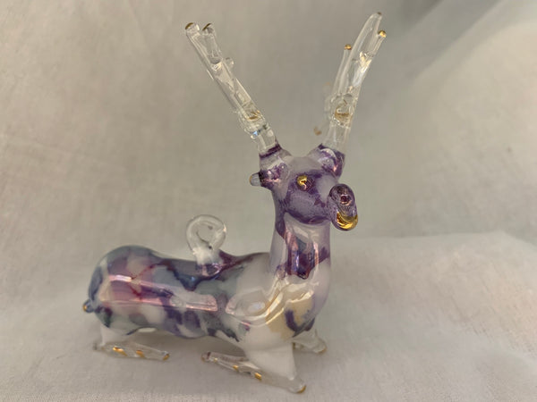 Sitting Elk Ceramic Glass Ornament