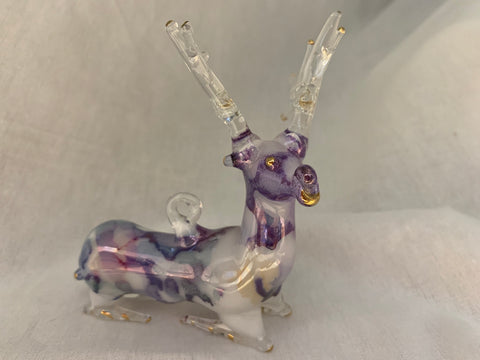 Sitting Elk Ceramic Glass Ornament