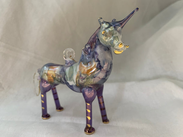 Unicorn Blue Ceramic Ornament