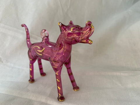 Standing Dog Ears Standing Purple Ornament