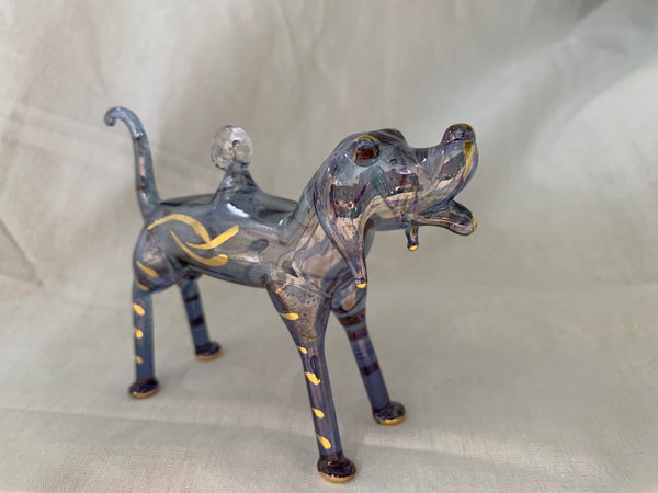 Standing Dog Floppy Ears Blue Ornament