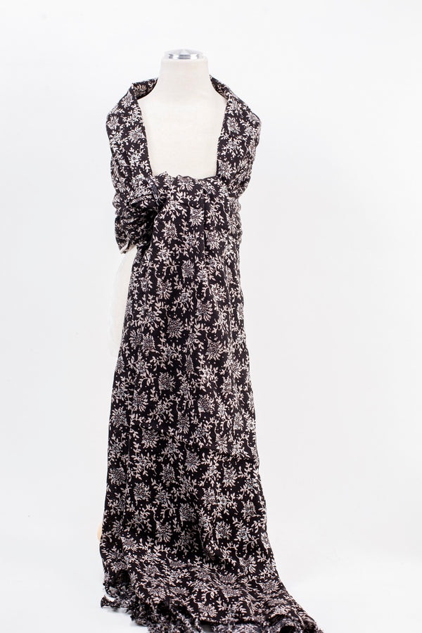 Shiny Black & Dusty Rose Scarf