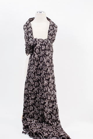 Shiny Black & Dusty Rose Scarf