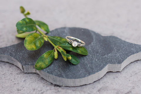 Sterling Silver & White Stone Ring
