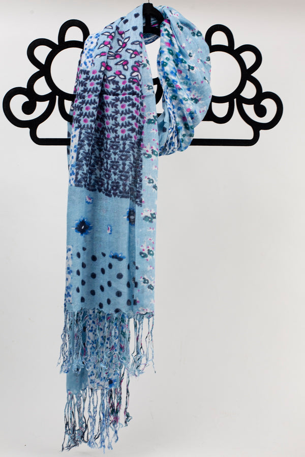 Light Blue Flower Print Scarf