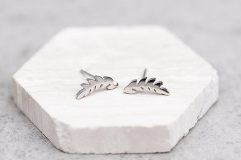 Small Silver Leaf Earrings