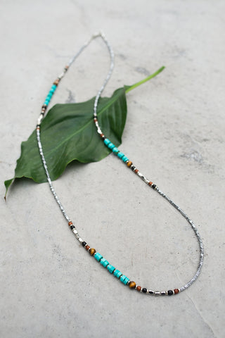 Iron Rose Aqua & Silver Necklace