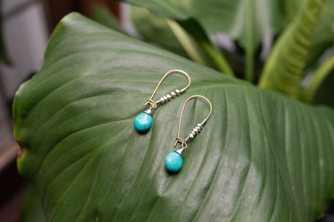 Blue Howlite Droplet Earrings