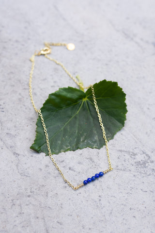 Lapis & Gold Bead Bar Necklace