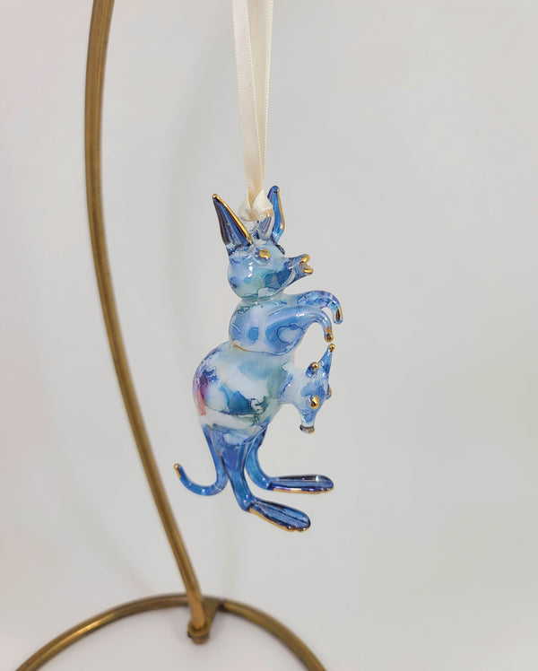 Blue Ceramic Kangaroo Ornament