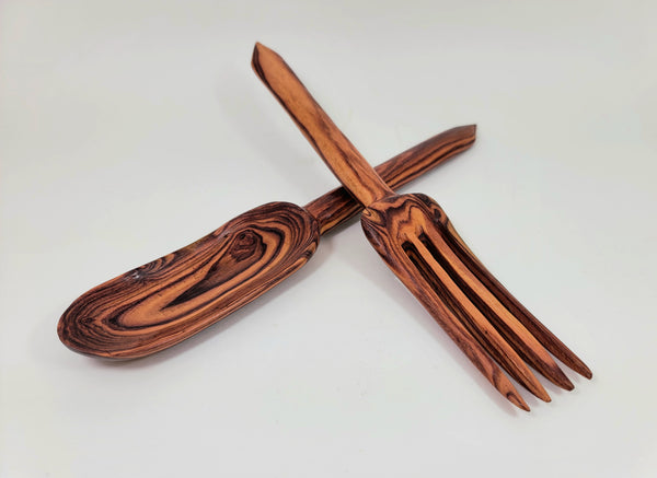 Large Zebra Wood Serving Set