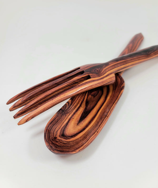 Large Zebra Wood Serving Set