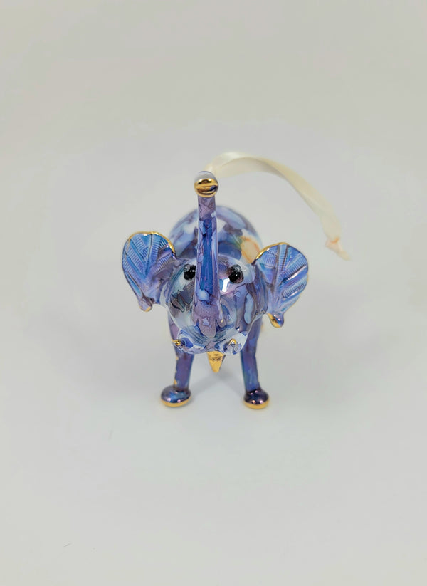 Blue Ceramic Elephant Ornament