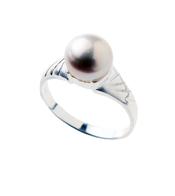 Pearl Wave Design Ring White 8