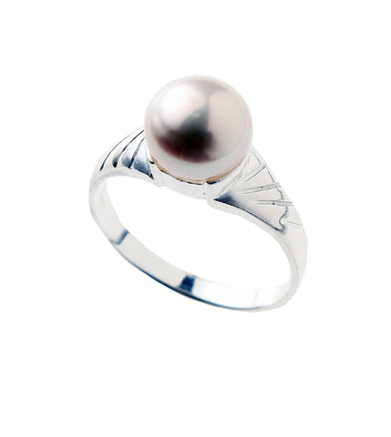 Pearl Wave Design Ring White 8