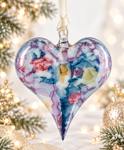 Ceramic Heart Ornament Blue