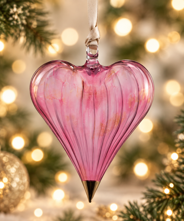 Glass Heart Glass Ornament Purple
