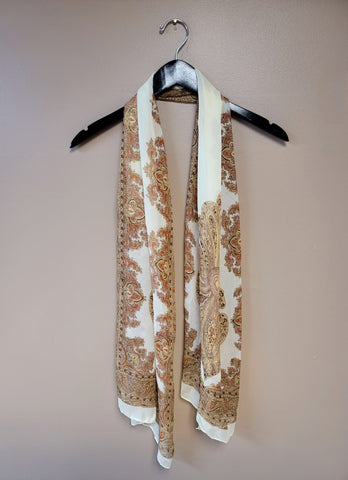 Cream and Brown Paisley Scarf