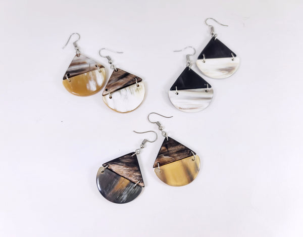 Two Tier Cow Horn Earrings