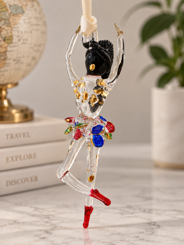 Ballerina Red Shoe Glass Ornament