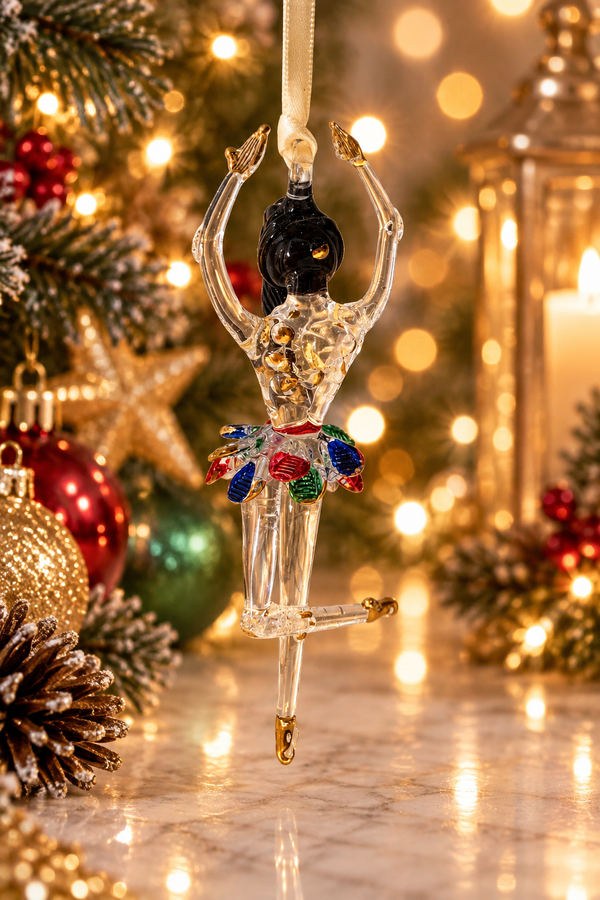 Ballerina Gold Shoe Glass Ornament