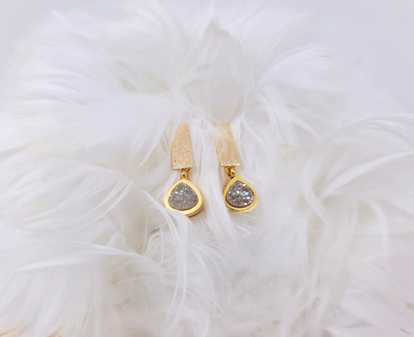 Gold Geode Bar Earrings