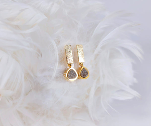 Gold Geode Bar Earrings
