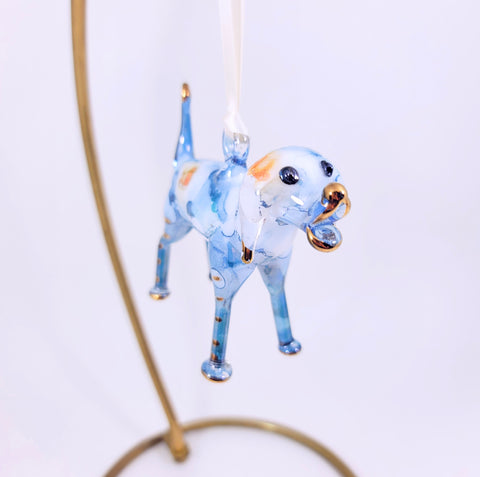 Blue Ceramic Dog Ornament