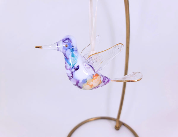 Ceramic Hummingbird Purple Ornament
