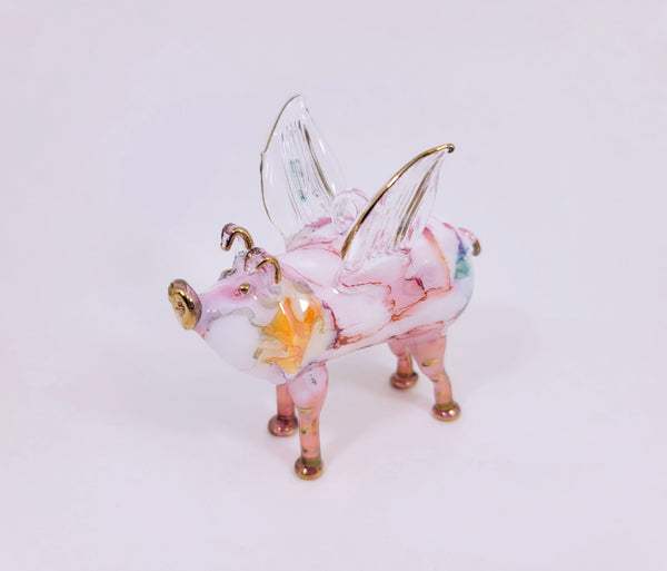 Pink Ceramic Flying Pig Ornament