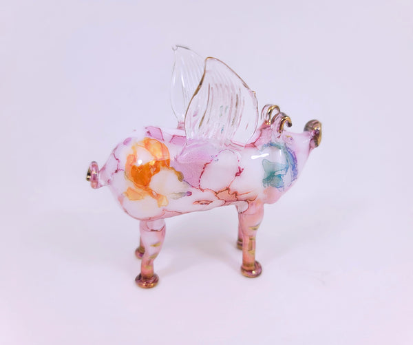 Pink Ceramic Flying Pig Ornament
