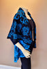 Aqua Blue/Black Print Shawl paired with our Gold and Silver Toned Layered Necklace