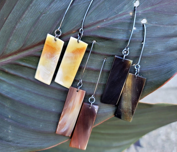 Rectangle Horn Earrings