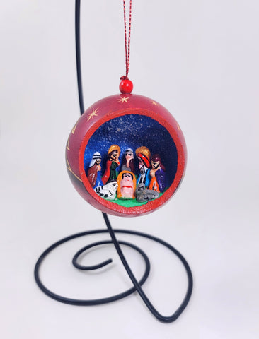 Round Nativity Gourd Ornament
