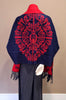 Red/Navy Scroll Shawl