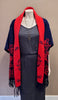 Red/Navy Scroll Shawl